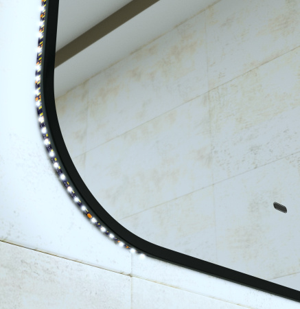 Зеркало Bau Black Rand 40х70, с LED фоновой подсветкой, бесконтактным сенсором, черной окантовкой