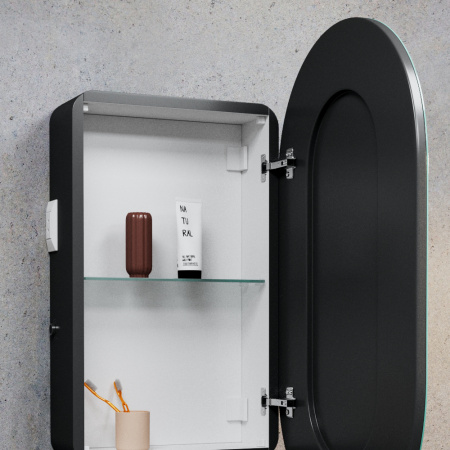 Зеркальный шкаф Bau Kups 45х80 Black Edition, LED, сенсор на взмах, лев/прав., черный
