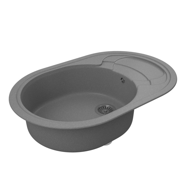 Мойка для кухни оборачиваемая овальная BAU Nimb Gray stone 78х50, выпуск с сифоном в комплекте, серый камень