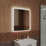 Зеркало с часами и LED подсветкой Bau Stil 70х80, сенсорное управление, пластиковый защитный корпус