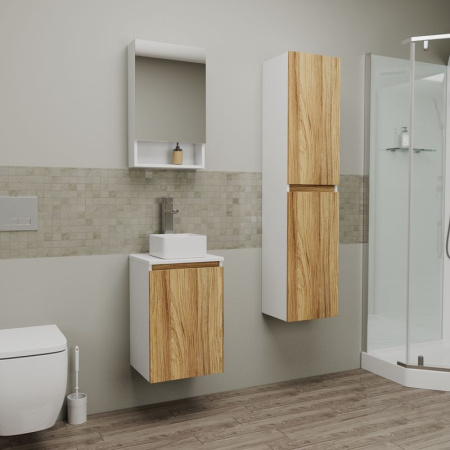 Комплект для ванной, 3 предмета (Тумба Bau Dream Blackwood 40, раковина BAU Mini 24х24, смеситель для раковины Potato Hotel, хром)