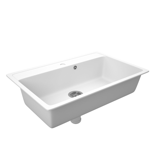 Мойка для кухни BAU Stil White snow 76х51, выпуск с сифоном в комплекте, белый снег