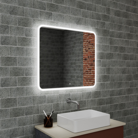 Зеркало Bau Stil 80х70, сенсорная LED подсветка, пластиковый защитный корпус