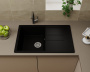Мойка для кухни оборачиваемая с крылом BAU Stil Black coal 77х50, выпуск с сифоном в комплекте, черный уголь