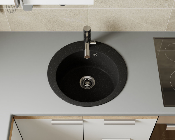 Мойка для кухни BAU Dream Pro D 48, без выпуска, черный камень
