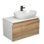 Комплект для ванной, 3 предмета (Тумба подвесная Bau Blackwood 80 + Раковина BAU 60х42, с отв. под см-ль, Смеситель Cerama Black, черный)