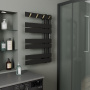 Полотенцесушитель дизайнерский электрический BAU Wind Hook Black 80х50, подключение нижнее, черный матовый
