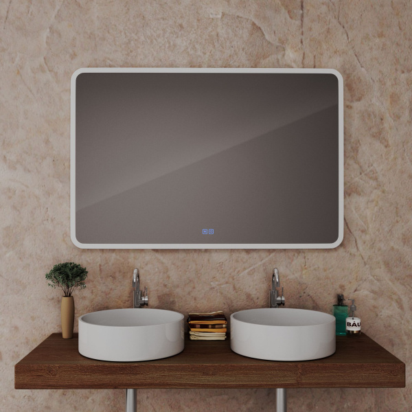 Зеркало Bau Stil 100х70, LeD подсветка, сенсор, антипар, пластиковый защитный корпус