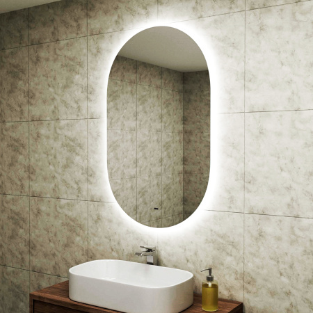Зеркало Bau Nimb 65х110, LED, сенсор на взмах, ореольная подсветка