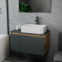 Комплект для ванной, 3 предмета (Тумба подвесная Bau Blackwood 80 графит + Раковина BAU Hotel 51х37, Смеситель высокий Hotel Black, черный)