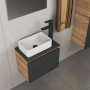 Комплект для ванной, 4 предмета (тумба Bau 50, графит + раковина BAU Hotel mini 37х23 + смеситель Hotel Black, выпуск клик-клак, черный)
