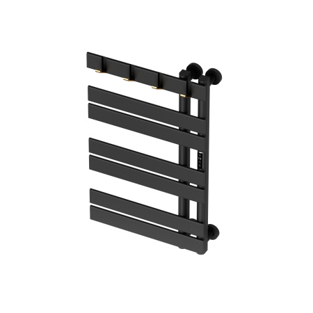 Полотенцесушитель дизайнерский электрический BAU Wind Hook Black 80х50, подключение нижнее, черный матовый