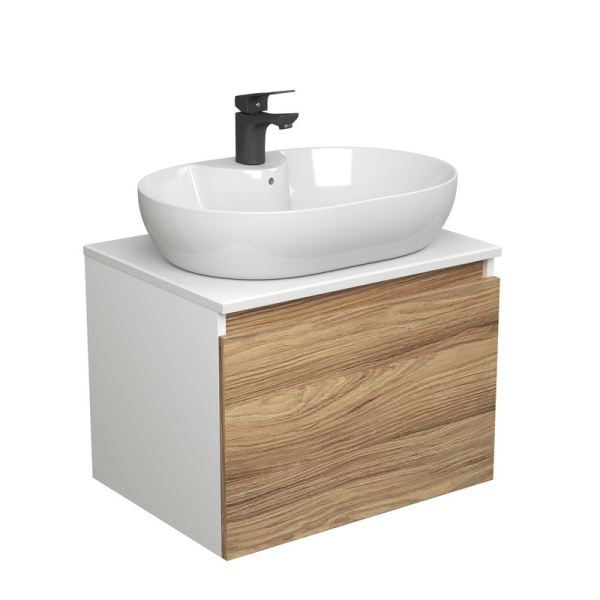 Комплект для ванной, 3 предмета (Тумба подвесная Bau Blackwood 60 + Раковина BAU 60х42, с отв. под см-ль, Смеситель Cerama Black, черный)