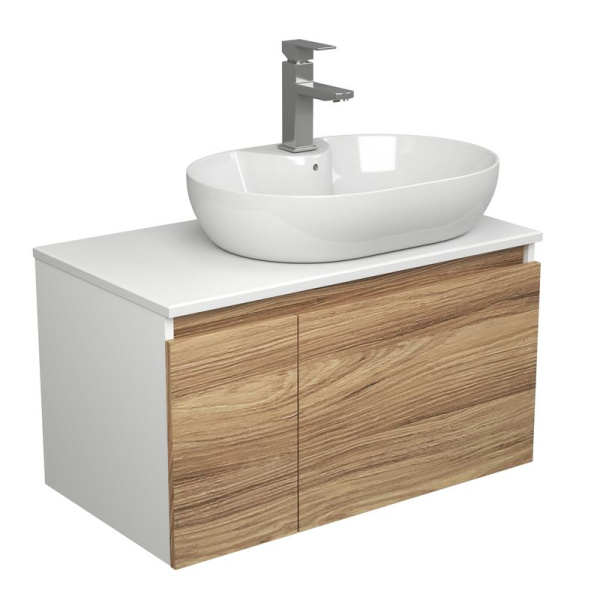 Комплект для ванной, 3 предмета (Тумба подвесная Bau Blackwood 80 + Раковина BAU 60х42, с отв. под см-ль, Смеситель Hotel Still, нерж. сталь)
