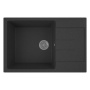 Мойка для кухни оборачиваемая с крылом BAU Stil Black stone 76х50, выпуск с сифоном в комплекте, черный камень