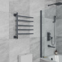 Полотенцесушитель дизайнерский электрический BAU Nimb Elegant Gun Grey 60х50, подключение нижнее, темно-серый металлик