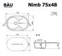 Мойка для кухни оборачиваемая овальная BAU Nimb Gray stone 75х48, выпуск с сифоном в комплекте, серый камень