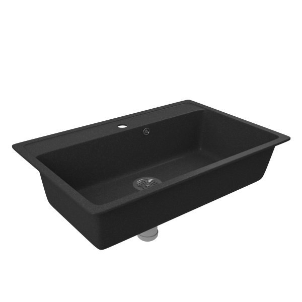 Мойка для кухни BAU Stil Black stone 76х51, выпуск с сифоном в комплекте, черный камень