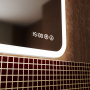 Зеркало с часами и LED подсветкой Bau Stil 70х80, сенсорное управление, пластиковый защитный корпус