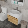 Комплект для ванной, 4 предмета (Тумба Bau Dream Blackwood 60, раковина BAU Nimb 50х36, смеситель для раковины Diadonna Dream, латунь, выпуск клик клак, хром)