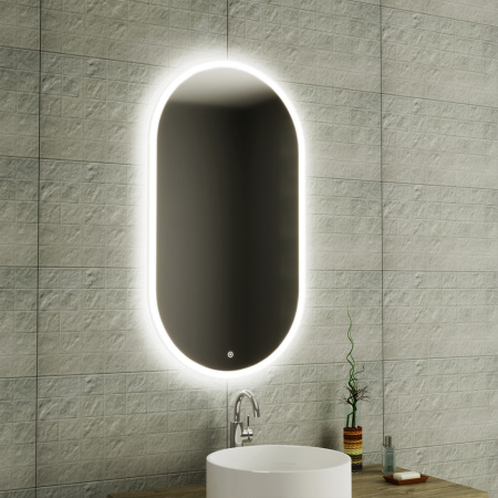 Зеркало Bau Kaps 55, овальное, LED подсветка, сенсор, пластиковый защитный корпус