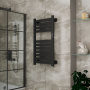 Полотенцесушитель дизайнерский электрический BAU Elite Elegant Black 80х45, подключение справа, черный матовый