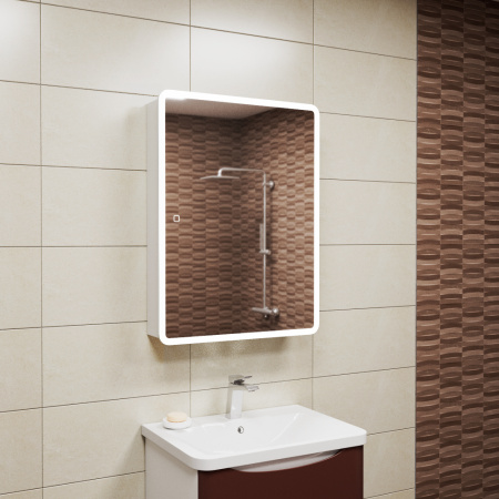 Зеркало-шкаф Bau Stil 60х80, LED подсветка, сенсор, плавное закрывание, оборачиваемый