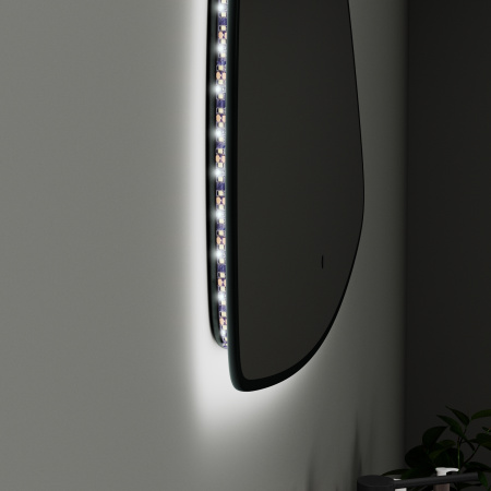 Зеркало Bau Triangle Loft 90х70, с LED фоновой подсветкой, бесконтактным сенсором, черной окантовкой