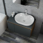 Комплект для ванной, 4 предмета (Тумба подвесная Bau Blackwood 80 графит + Раковина BAU 60х42, с отв. под см-ль, Смеситель Dream, нерж. сталь, выпуск)