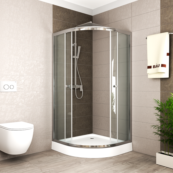 Душевой уголок BAU Dream Hit с поддоном 100x100х195, прозрачное закаленное стекло, хромированный профиль
