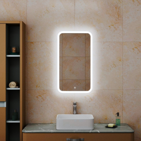 Зеркало Bau Stil 40х70, сенсорная LED подсветка, пластиковый защитный корпус