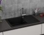 Мойка для кухни оборачиваемая с крылом BAU Stil Black coal 75х50, выпуск с сифоном в комплекте, черный уголь