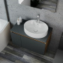 Комплект для ванной, 4 предмета (Тумба подвесная Bau Blackwood 80 графит + Раковина BAU 51х41, с отв. под см-ль + Смеситель Dream, выпуск белый)