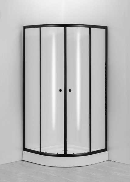 Душевой уголок BAU Dream Hit Black с поддоном 80x80х195, прозрачное закаленное стекло, черный профиль