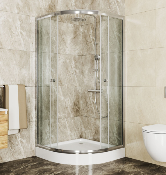 Душевой уголок BAU Dream с поддоном 90x90х195, прозрачное закаленное стекло 5 мм, хромированный профиль