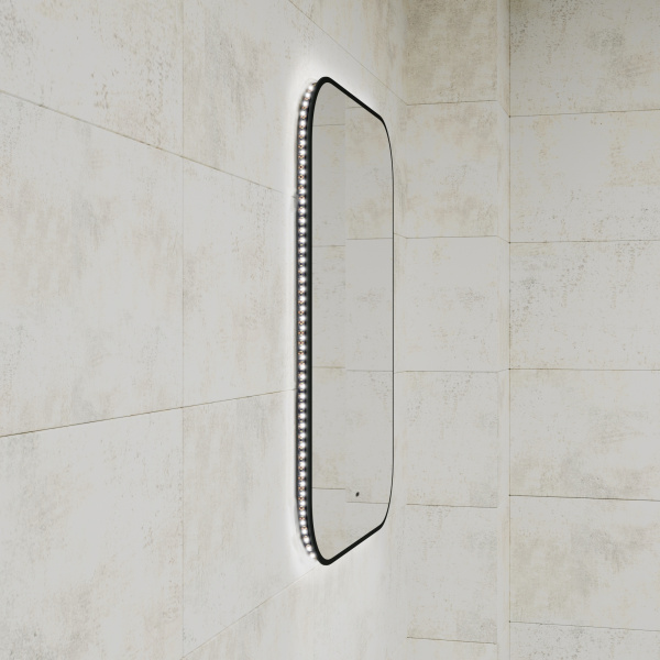 Зеркало Bau Black Rand 60х80, с LED фоновой подсветкой, бесконтактным сенсором, черной окантовкой