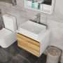 Комплект для ванной, 4 предмета (Тумба Bau Dream Blackwood 60, раковина BAU Hotel 48х37, смеситель для раковины высокий Hotel Still, нержавеющая сталь, выпуск клик клак, белый)
