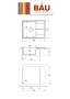 Мойка для кухни врезная кварцевая в комплекте с сифоном BAU Stil Anthracite 65х51, антрацит
