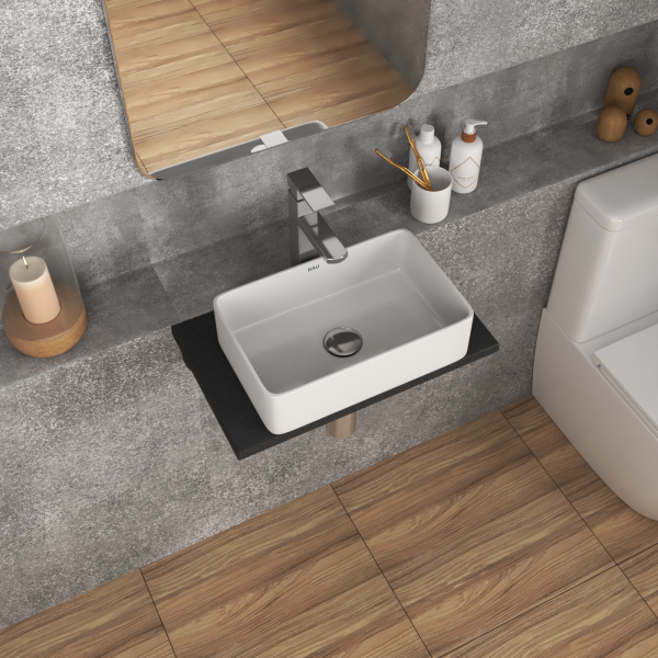 Столешница кварц под накладную раковину BAU Hotel 50 с кронштейнами, черный металлик -MRY0009