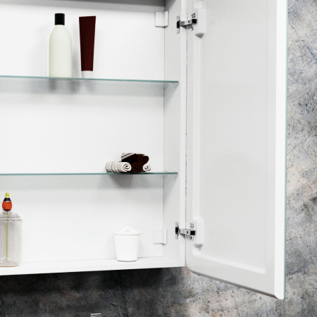 Зеркало-шкаф Bau Stil 70х80, LED подсветка, сенсор, плавное закрывание, оборачиваемый