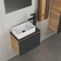 Комплект для ванной, 4 предмета (тумба Bau 50, графит + раковина BAU Hotel mini 38х24 + смеситель Hotel Black, выпуск клик-клак, черный)