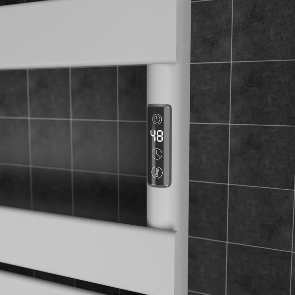 Полотенцесушитель дизайнерский электрический BAU Spectrum Black 94х50, подключение справа, белый матовый
