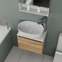 Комплект для ванной, 4 предмета (Тумба подвесная Bau Blackwood 50 + Раковина BAU 48х34 + Смеситель высокий Hotel Still, нерж. сталь, выпуск белый)