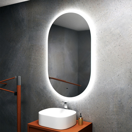 Зеркало Bau Nimb 65х110, LED, сенсор на взмах, ореольная подсветка