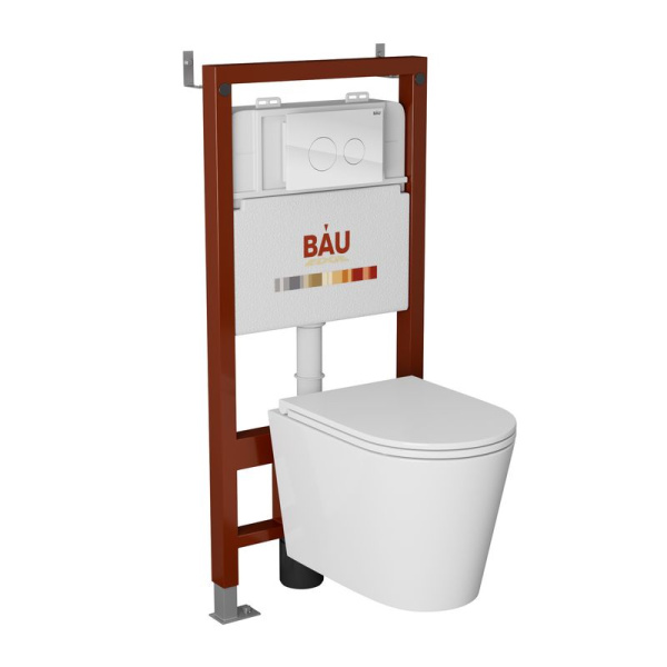 Комплект BAU 6 в 1: инсталляция BAU PRO, унитаз подвесной торнадо Bau Nimb Hurricane-2, сиденье дюропласт микролифт, клавиша из стекла BAU Dream