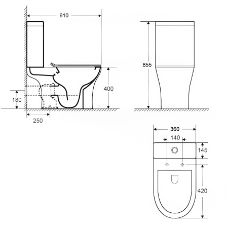 Унитаз напольный безободковый Bau Spectrum LUX, быстросъемное тонкое сиденье дюропласт микролифт