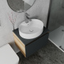 Комплект для ванной, 4 предмета (Тумба подвесная Bau Blackwood 60 графит + Раковина BAU 51х41, с отв. под см-ль + Смеситель Hotel Still, выпуск белый)