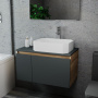 Комплект для ванной, 3 предмета (Тумба подвесная Bau Blackwood 80 графит + Раковина BAU Hotel 51х37, Смеситель высокий Hotel Still, нерж. сталь)
