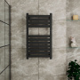 Полотенцесушитель дизайнерский электрический BAU Elite Elegant Black 80х45, подключение справа, черный матовый