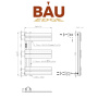 Полотенцесушитель дизайнерский электрический BAU Eastern Wind Gun Grey 80х50, подключение нижнее, темно-серый металлик